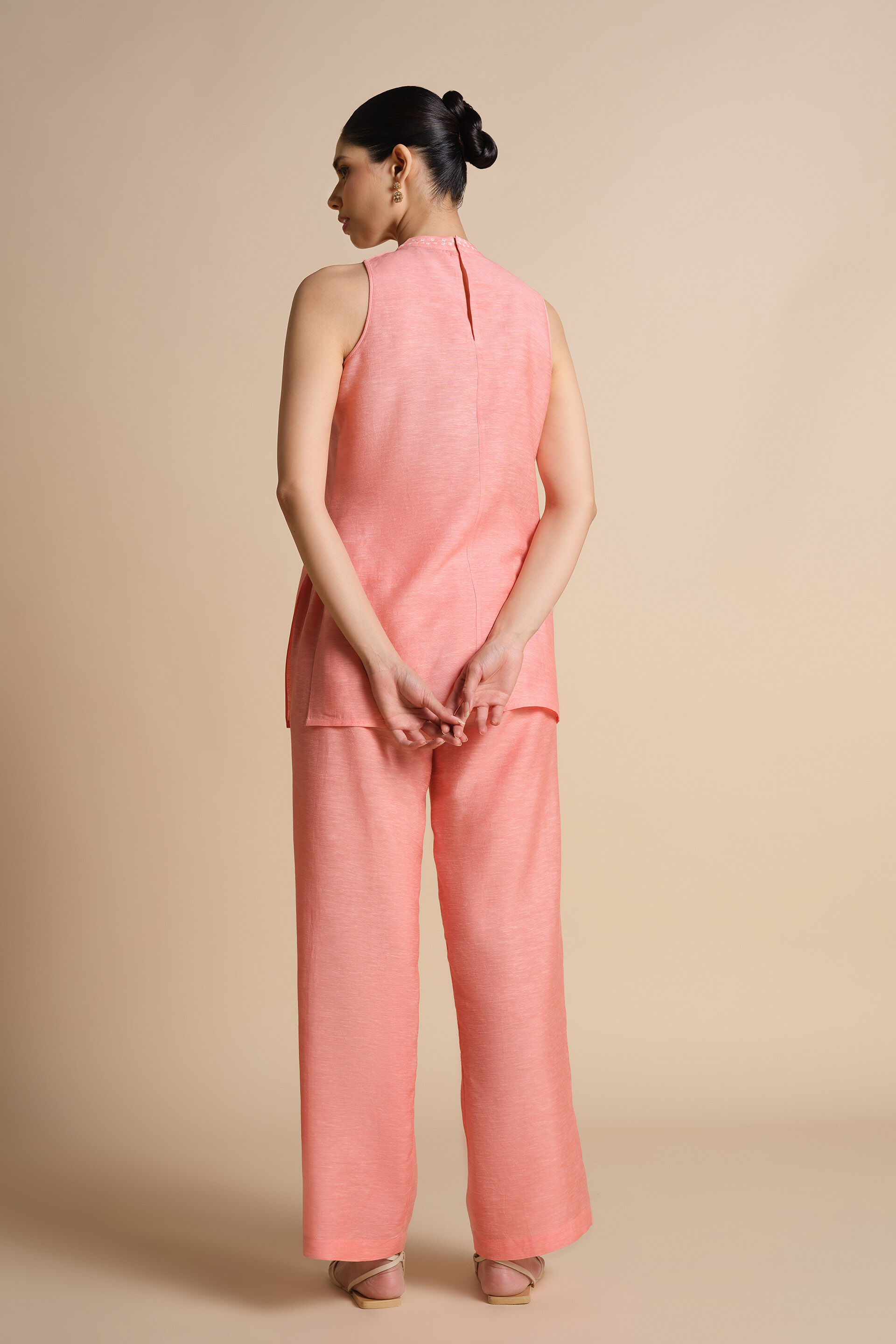 Daylily Handcrafted Bandhani Linen Co-ord - Blush